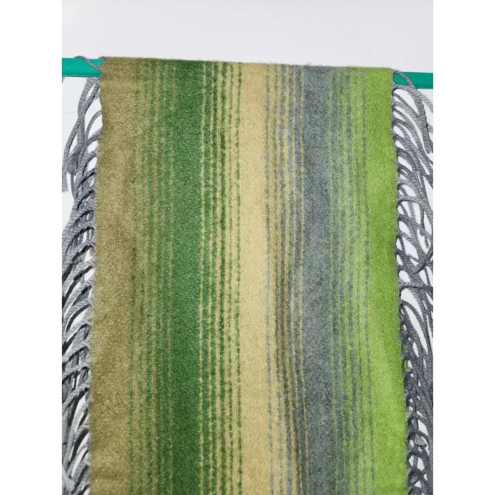 Victoire Mathieu Paris Wool Blend Green Fringe‎ Neck Scarf